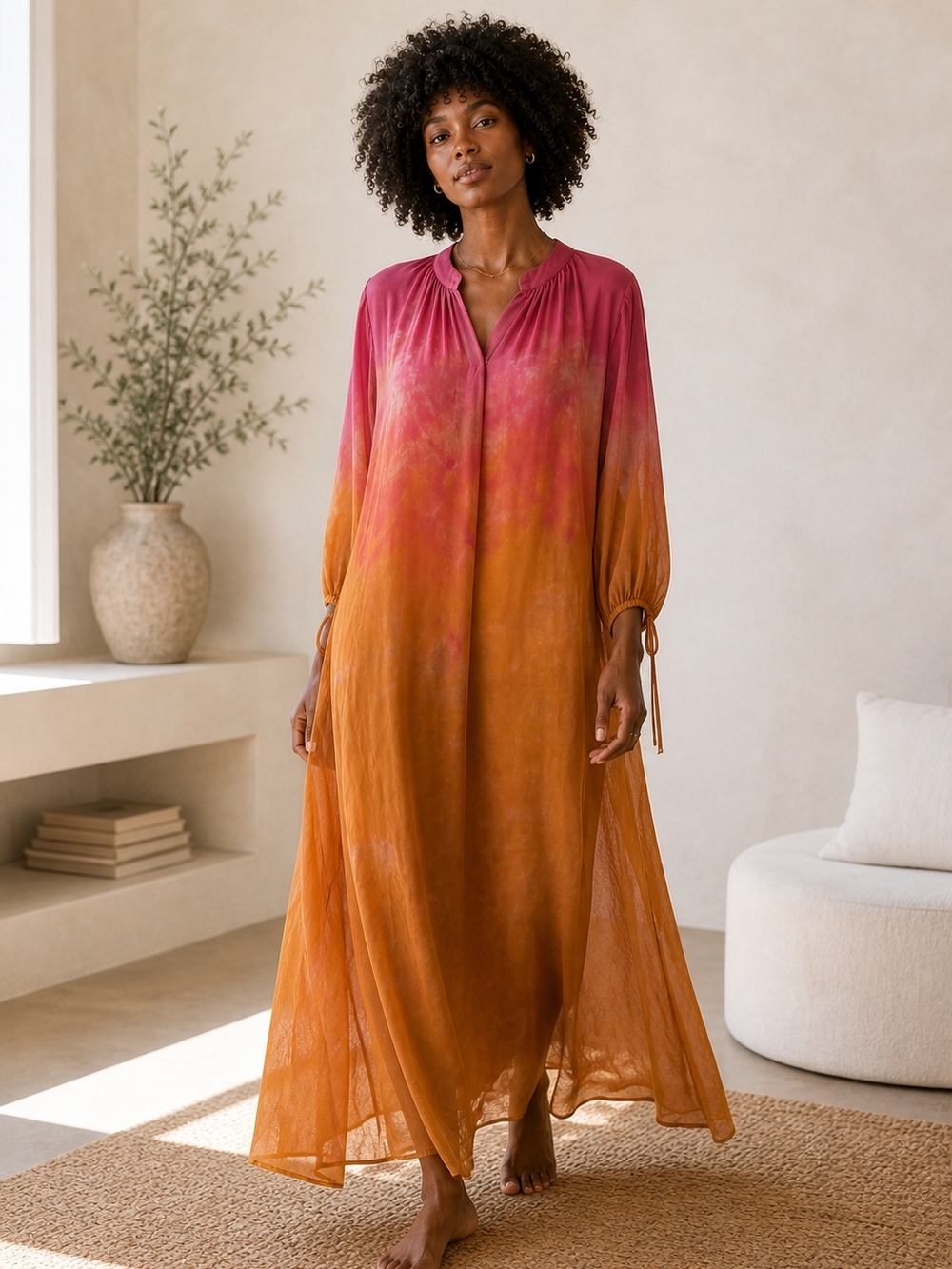 RAQUEL ALLEGRA Poet Gradient Silk Shirtdress